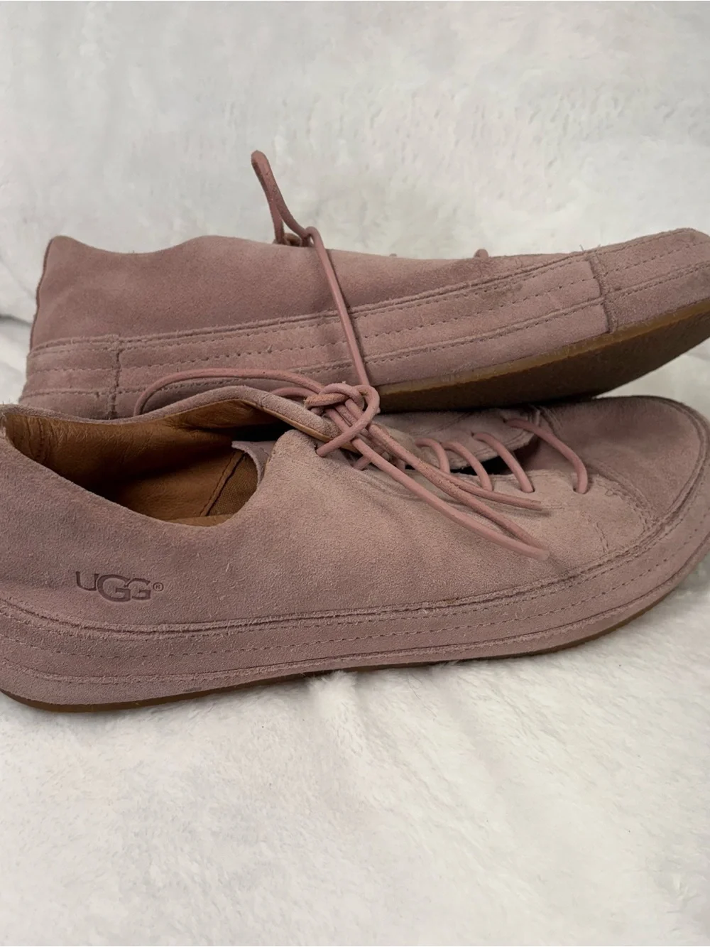 UGG Pink Suede Lace-Up Sneakers